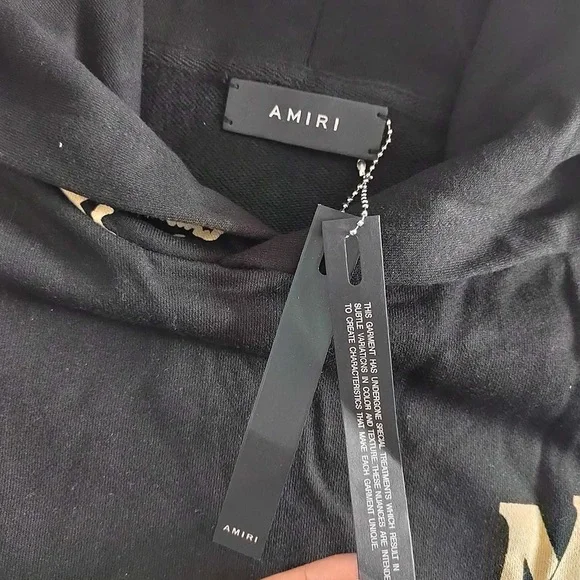 Amiri Bandana Bleach All Over Black Hoodie